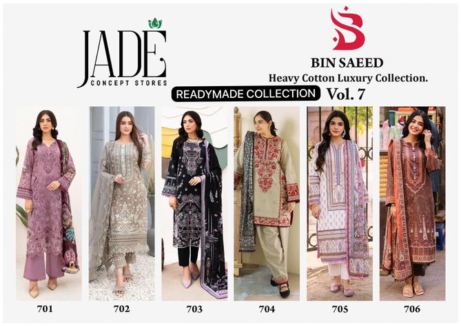 Jade Bin Saeed Vol 7 Cotton Pakistani Readymade Suits Wholesale Shop In Surat
